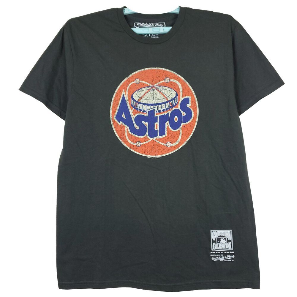 Houston‎ Astros Mitchell & Ness MLB L Large Shirt Distressed Logo Gray New